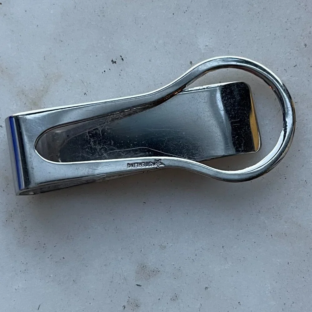 Mid-Century Vintage Open Circle Sterling Money Clip B A BALLOU star marking